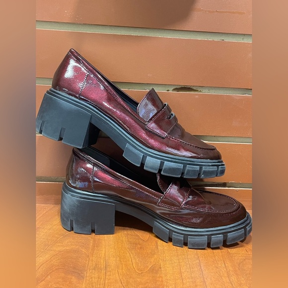 Dylan Red and Black Chunky Platform Loafers - Picture 4 of 5